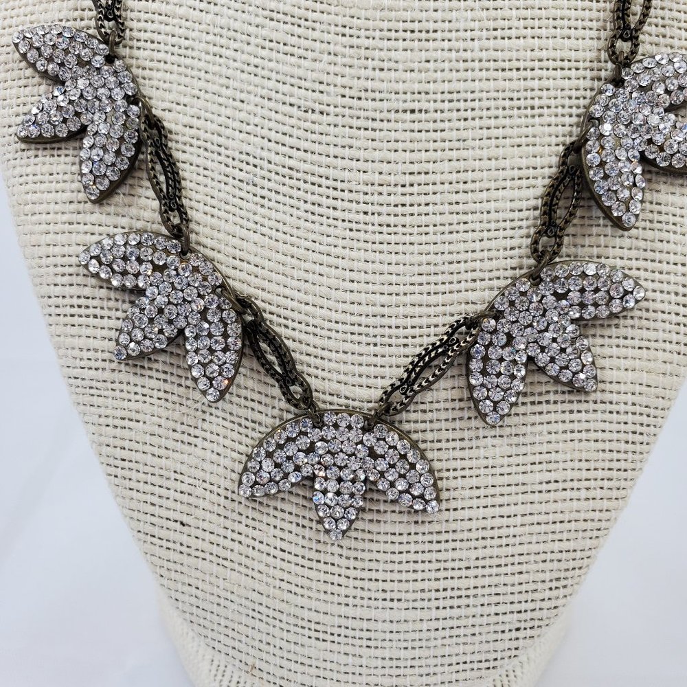 Plunder Design Martha Necklace Rhinestones Antique Gold-tone